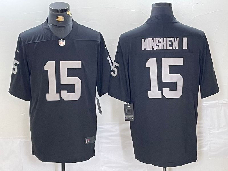 Men Oakland Raiders #15 Minshew ii Black Second generation 2024 Nike Vapor Limited NFL Jersey style 1->oakland raiders->NFL Jersey
